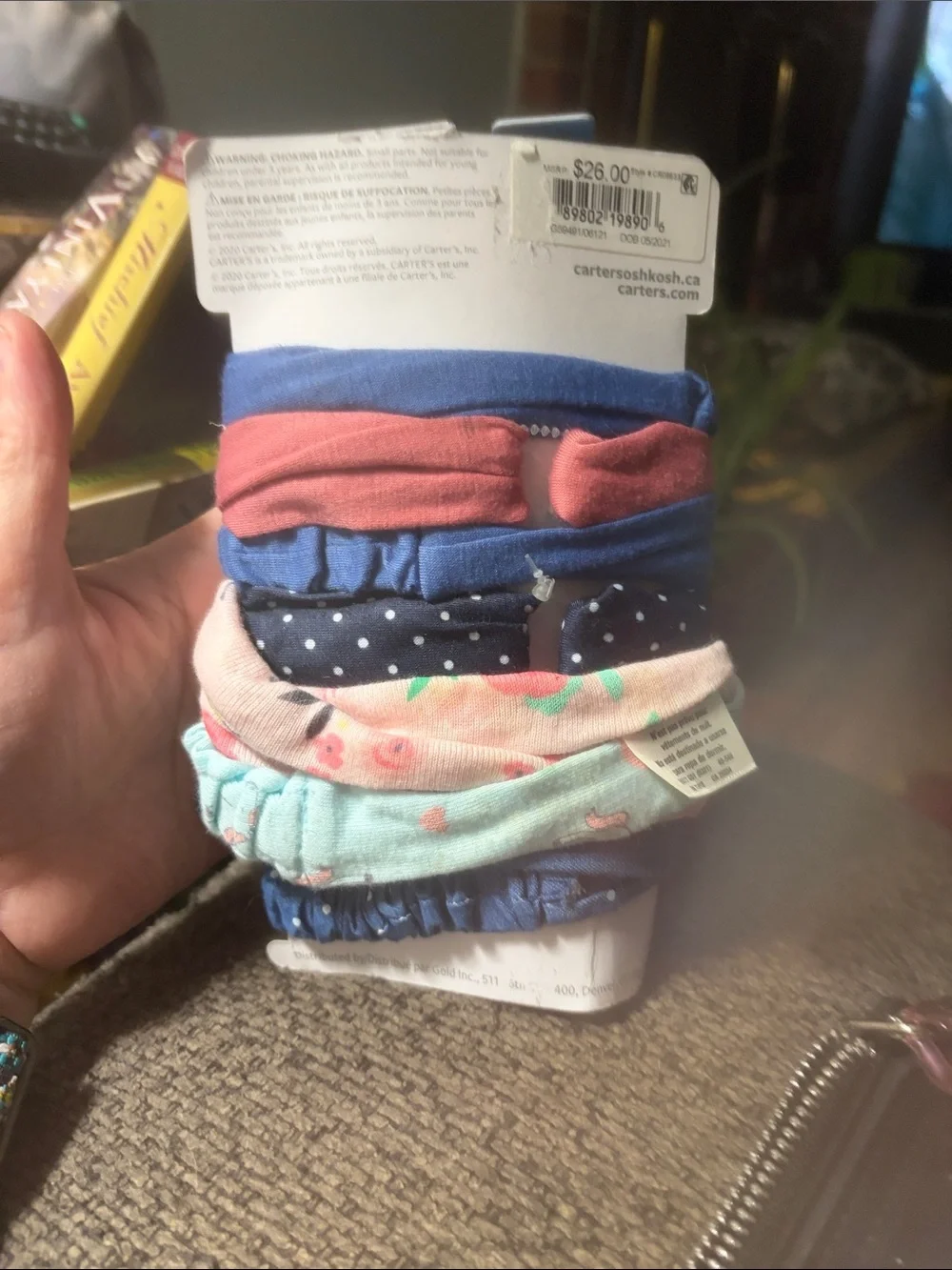 Carter's Girls Multicolor Headwrap Set - Mint, Pink & Navy Accents
